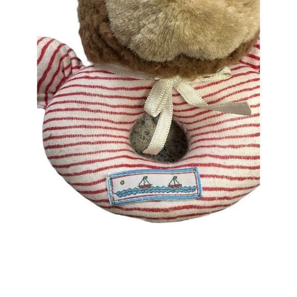 Carter’s Ring Rattle Teddy Bear Blue White Striped Baby Tether Toy Plush Soft - Picture 2 of 5